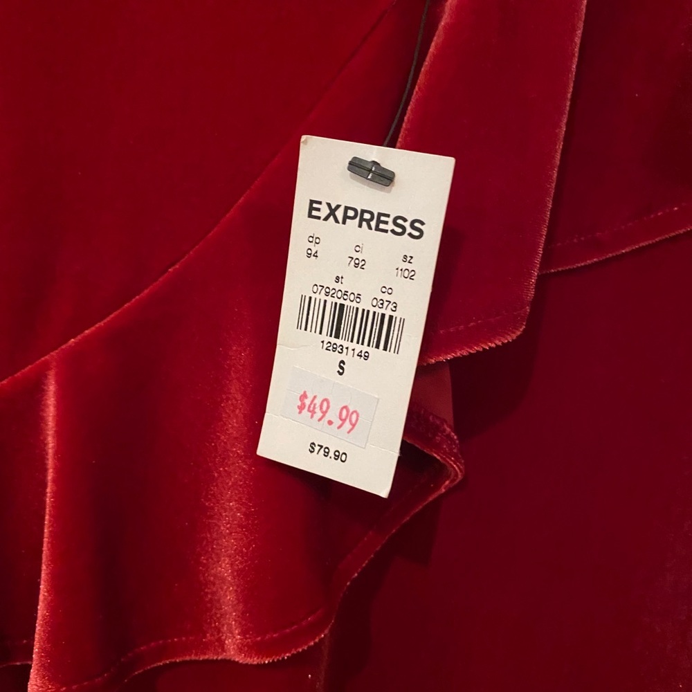 NWT Express Red Velvet Christmas Party Hi-Lo Dress - Picture 6 of 6